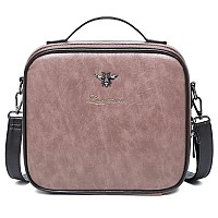 Lacattura Travel Makeup Bag, Leather Makeup Train Case Cosmetic Organizer For Makeup Brushes Toiletry Digital Accessories, Portable Artist Storage Bag With Shoulder Strap For Women Lady Pink