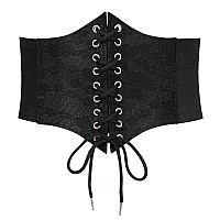 Leacoolkey Laceup Cinch Belt Women Corset Waist Belt Tied Corset Elastic Belt Obi Belt For Women For Dress Halloween Access