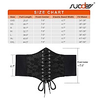 Suosdey Black Lace Corset Belt For Women Vintage Laceup Elastic Waist Belt Tied Waspie Wide Belt For Halloween Costume