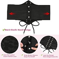 Suosdey Black Lace Corset Belt For Women Vintage Laceup Elastic Waist Belt Tied Waspie Wide Belt For Halloween Costume