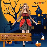 Suosdey Black Lace Corset Belt For Women Vintage Laceup Elastic Waist Belt Tied Waspie Wide Belt For Halloween Costume