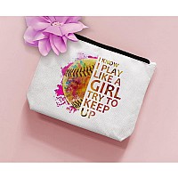 Biuniuring Softball Gifts For Women Baseball Gifts For Women Softball And Baseball Lover Cosmetic Bag Gift Softball Makeup Ba