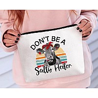 Biuniuring Cow Gifts For Cow Lovers Cow Gifts For Women Crazy Heifer Cosmetic Bag Funny Retro Sarcastic Cow Makeup Bag Dont