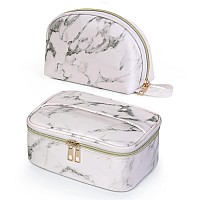 Makeup Bag 2 Pcs Waterproof Cosmetic Bag Set Portable Travel Cosmetic Bag Multifunction Organizer Storage Bag Marble Toiletry Ba