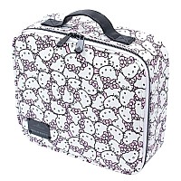 Impressions Vanity Hello Kitty Cosmetic Bag with Faux Leather,Travel Toiletry Bag with Inside Zipper Pockets,Waterproof Reusable Large Cosmetic Makeup Vanity Organizer(White/Pink)