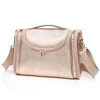 Ethereal Large Makeup Bag Rose Gold Travel Makeup Bag With Shoulder Strap Toiletry Bag For Women Waterproof Cosmetic Travel Bag