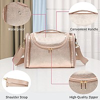 Ethereal Large Makeup Bag Rose Gold Travel Makeup Bag With Shoulder Strap Toiletry Bag For Women Waterproof Cosmetic Travel Bag