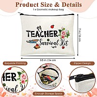 Hinly Teacher Appreciation Gifts Set Teacher Keychain With Initial Thank You Teacher Kit Makeup Pouch Bag For Teachers D Style