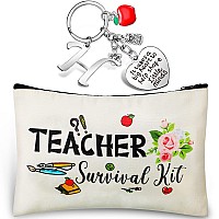 Teacher Appreciation Gifts Set Teacher Keychain With Initial Thank You Teacher Kit Makeup Pouch Bag For Teachers H Style