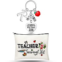 Hinly Teacher Appreciation Gifts Set Teacher Keychain With Initial Thank You Teacher Kit Makeup Pouch Bag For Teachers R Style