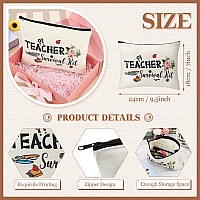 Hinly Teacher Appreciation Gifts Set Teacher Keychain With Initial Thank You Teacher Kit Makeup Pouch Bag For Teachers F Style