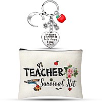 Hinly Teacher Appreciation Gifts Set Teacher Keychain With Initial Thank You Teacher Kit Makeup Pouch Bag For Teachers C Style