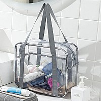 Clear Makeup Bags Large Travel Toiletry Bag For Women Transparent Bag Clear Cosmetic Bags With Handle Bathroom Organizer Silver