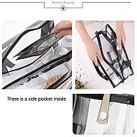 Clear Makeup Bags Large Travel Toiletry Bag For Women Transparent Bag Clear Cosmetic Bags With Handle Bathroom Organizer Silver