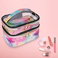 Imerelez Cosmetic Bag Makeup Bag Travel Cosmetic Bags For Women Makeup Bags Cases Portable Waterproof Foldable (Tie-Dye)