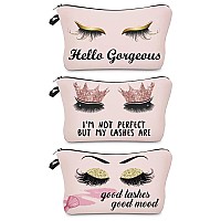 Makeup Bag Eyelash Pink Cosmetic Bags For Women Inspirational Gift For Girls Small Funny Cosmetics Pouch Travel Bag Cases For To