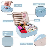 Queboom Travel Makeup Bag Cosmetic Bag Makeup Bag Toiletry Bag For Women And Men Blue