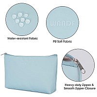 Wandf Cosmetic Bag For Women Makeup Bag Organizer Mini Makeup Pouch For Purse Water Resistant Girls Giftlight Blue