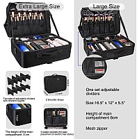 Relavel Extra Large Makeup Case And Makeup Brush Holder Bag Professional Makeup Organizer Large Capacity With Adjustable Divid