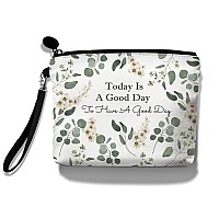 Hglian Eucalyptus Travel Makeup Bag Cosmetic Bags Inspirational Pouch For Purse Toiletry Accessories Organizer Gifts For Women