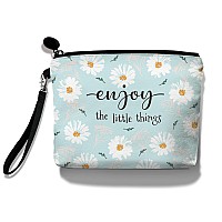 Hglian Daisy Flower Travel Makeup Bag Inspirational Cosmetic Toiletry Organizer Cute Zipper Pouch Wristlet For Purse Birthday Gi