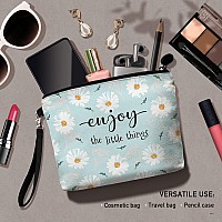 Hglian Daisy Flower Travel Makeup Bag Inspirational Cosmetic Toiletry Organizer Cute Zipper Pouch Wristlet For Purse Birthday Gi