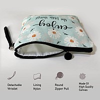 Hglian Daisy Flower Travel Makeup Bag Inspirational Cosmetic Toiletry Organizer Cute Zipper Pouch Wristlet For Purse Birthday Gi