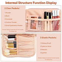 Cubetastic Pink Makeup Bag Travel Cosmetic Organizer With Makeup Brush Compartment Inner Pockets Waterresistant Portable Ma