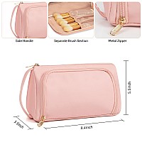 Cubetastic Pink Makeup Bag Travel Cosmetic Organizer With Makeup Brush Compartment Inner Pockets Waterresistant Portable Ma