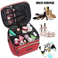 Travel Makeup Bag For Women Scorila Large Cosmetic Case Organizer Fits Bottles Vertically Toiletry Bag With Adjustable Divider