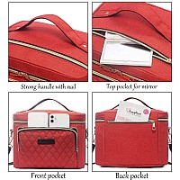 Travel Makeup Bag For Women Scorila Large Cosmetic Case Organizer Fits Bottles Vertically Toiletry Bag With Adjustable Divider