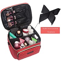 Travel Makeup Bag For Women Scorila Large Cosmetic Case Organizer Fits Bottles Vertically Toiletry Bag With Adjustable Divider