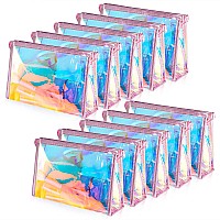 Besarme 10 Pcs Holographic Makeup Bags Bulk, Clear Bachelorette Bag Iridescent Pouch Portable Zippered Toiletry Bag Waterproof Cosmetic Bags Gift Bags For Women In Bulk