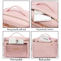 Travel Makeup Bag For Women Scorila Large Cosmetic Case Organizer Fits Bottles Vertically Toiletry Bag With Adjustable Divider