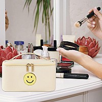 Waloner Preppy Patch Makeup Bag Leather Cosmetic Bag Large Makeup Pouch Portable Waterproof Travel Toiletry Organizertoiletry