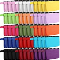 Reginary 60 Pieces Canvas Makeup Bags Bulk Cute Travel Cosmetic Bags Makeup Pouch Multipurpose Blank Small Toiletry Bag DIY with Zipper for Travel Women Girls Teens,15 Colors(9.8 x 5 x 2 Inch)