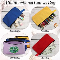 Reginary 60 Pieces Canvas Makeup Bags Bulk Cute Travel Cosmetic Bags Makeup Pouch Multipurpose Blank Small Toiletry Bag DIY with Zipper for Travel Women Girls Teens,15 Colors(9.8 x 5 x 2 Inch)