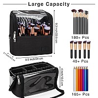 Relavel Extra Large Makeup Case And Makeup Brush Holder Bag Oversized Threelayer Makeup Storage Organizer Large Capacity With