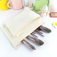 Koolmox Bulk Cosmetic Bags 20Pcs Multipurpose Makeup Bag With Zipper Canvas Pencil Bag Bulk Plain Beige Canvas Bag For Travel