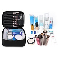 Narwey Travel Makeup Bag Large Cosmetic Bag Make Up Case Organizer For Women Black