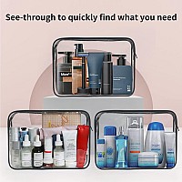 Tisratok 12 Pcs Clear Toiletry Bag For Women Men Transparent Cosmetic Bag For Travel Makeup Organizer Tsa Approved Pouch Blac