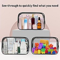 Tisratok 12 Pcs Clear Toiletry Bag For Women Men Transparent Cosmetic Bag For Travel Makeup Organizer Tsa Approved Pouch Blac