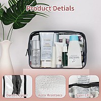 Tisratok 12 Pcs Clear Toiletry Bag For Women Men Transparent Cosmetic Bag For Travel Makeup Organizer Tsa Approved Pouch Blac