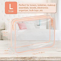 Tisratok 12 Pcs Clear Toiletry Bag For Women Men Transparent Cosmetic Bag For Travel Makeup Organizer Tsa Approved Pouch Oran