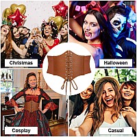 Jasgood 2 Pack Womens Elastic Costume Waist Belt Laceup Tied Waspie Corset Belts For Women Halloween