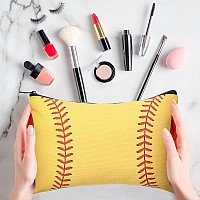 Eccliy 20 Pcs Sport Makeup Bag Sport Cosmetic Bag Canvas Gifts Softball Volleyball Football Baseball Tennis Accessories For Wome