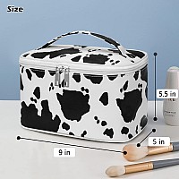 Imcuzur Travel Makeup Bag For Women Waterresistant Cosmetic Organizer Cute Cow Print Make Up Bag Cow