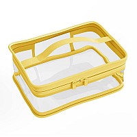 Transparent Makeup Bag Zipper Waterproof Handbag Portable Travel Storage Pouch 2 Pcs Orange Yellow