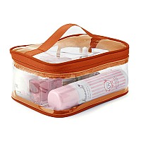 Transparent Makeup Bag Zipper Waterproof Handbag Portable Travel Storage Pouch 2 Pcs Orange Yellow