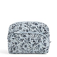 Vera Bradley Women's Cotton Large Cosmetic Makeup Organizer Bag, Perennials Gray - Recycled Cotton, One Size